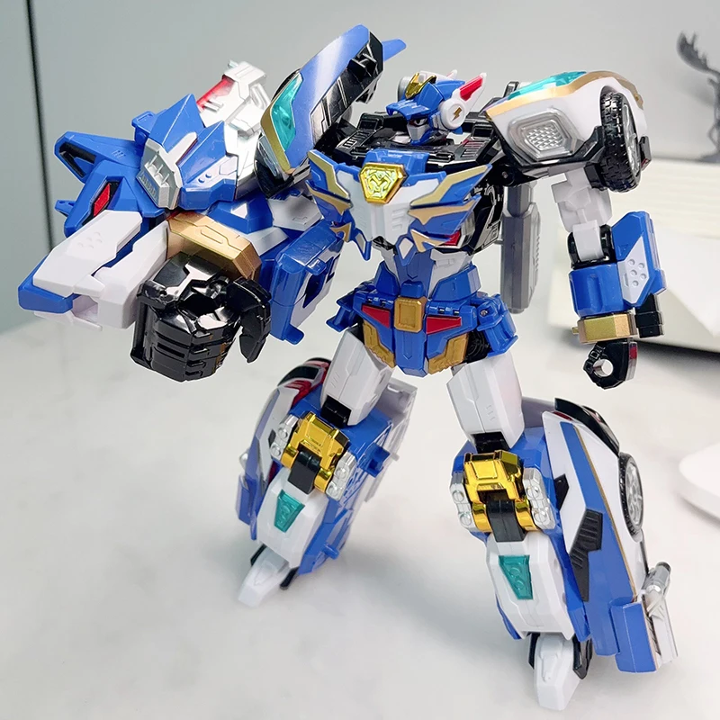 Metal Cardbot S BLUE COP W Transforming Robot Squad Car Card Toy Action Figure ABS Transformation Model Gift view 5