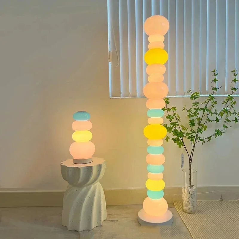 

Candy String Rainbow Floor Lamp Creative Makaron Girl Bedroom Table Lamp Glass Living Room Sofa Edge Atmosphere Lamp