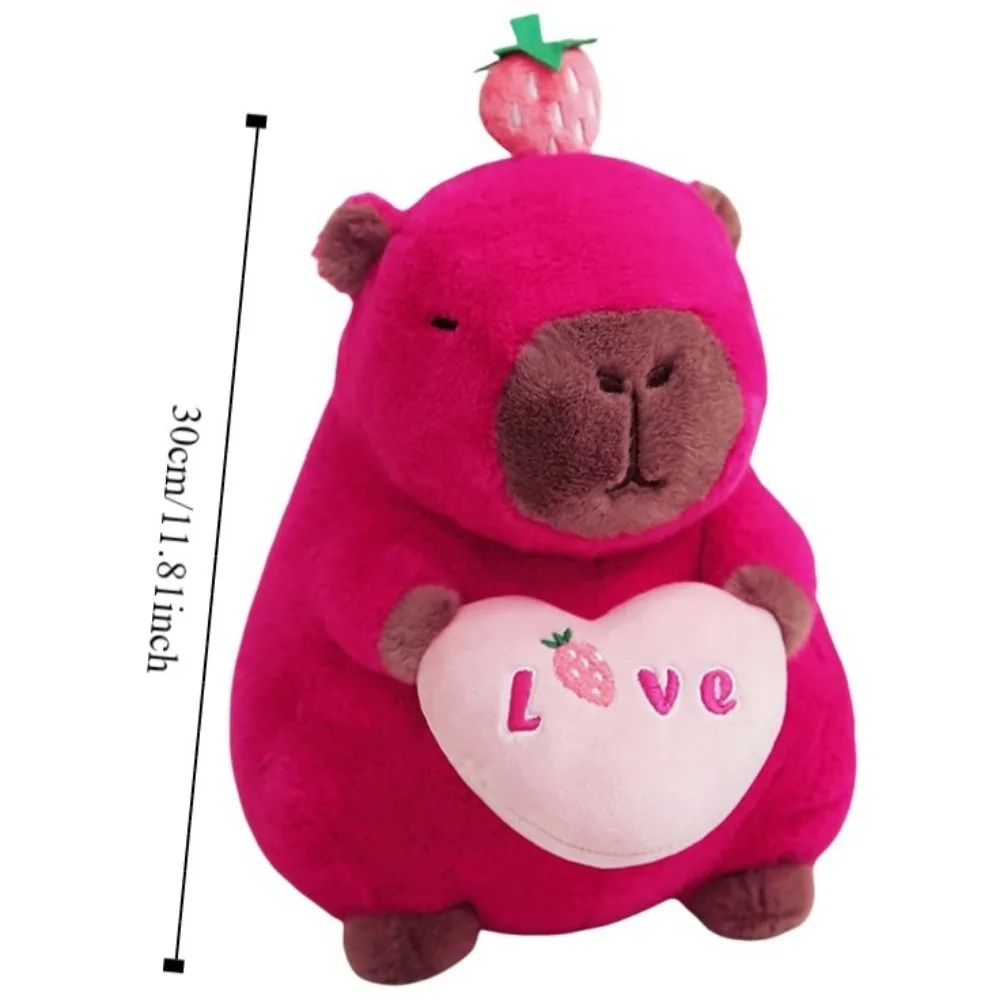 Capybara de simulación de fresa, juguete de peluche, muñeca bonita de amor, muñeco de peluche de capibara, capibara rosa, almohada de felpa suave de capibara