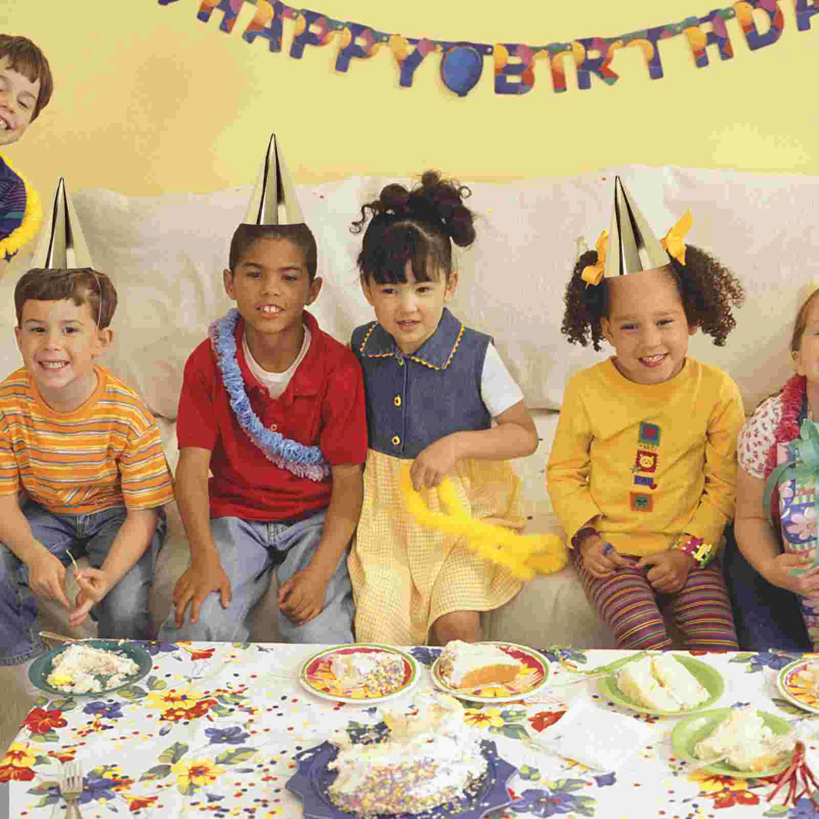 8 pçs chapéu de festa de ouro aniversário prop chapéus crianças cocar cone de papel gorros do bebê aldult crianças bonés corda o