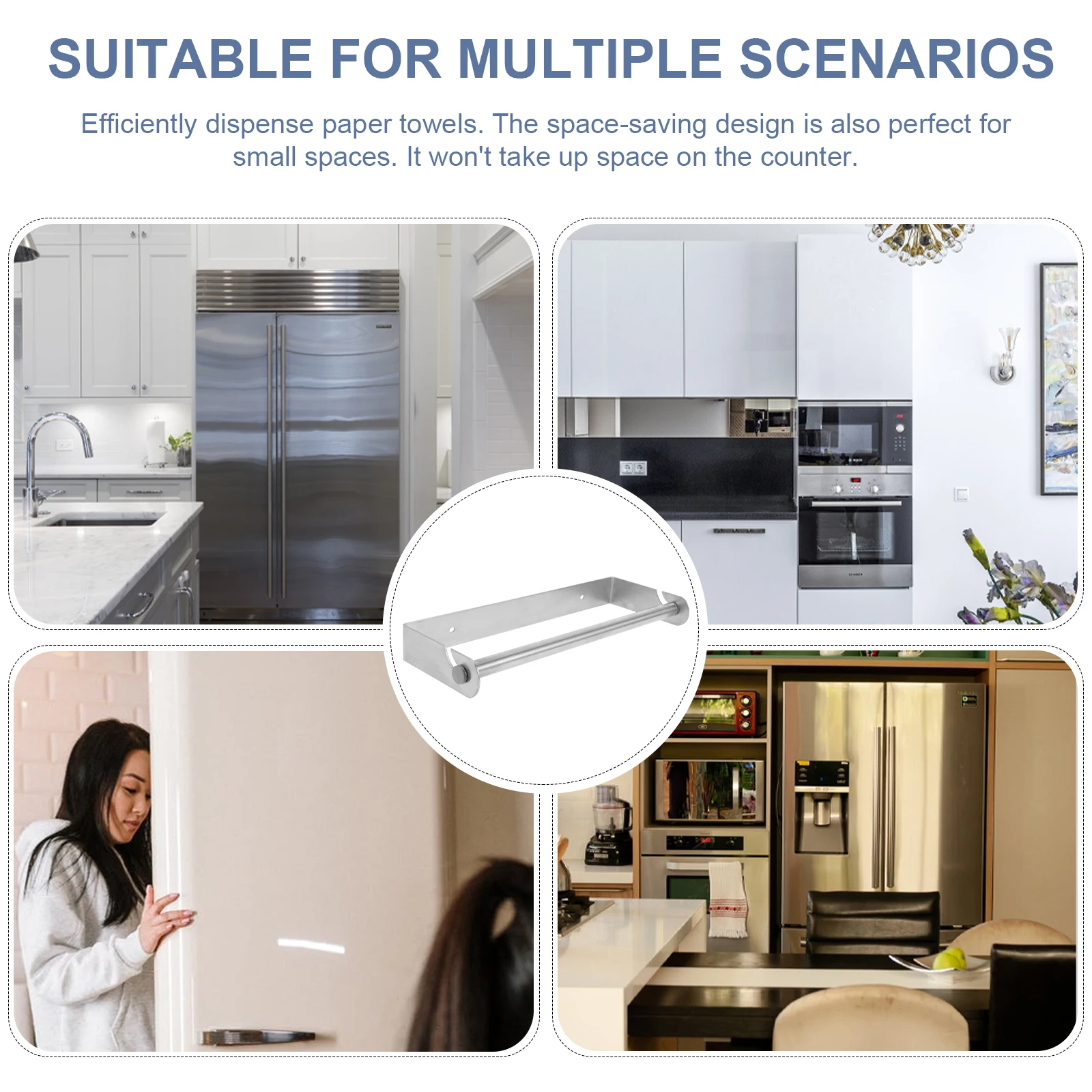 

Stainless Steel Paper Towel Holder Space Saving Wall Mounted Kitchen Bathroom Rust Proof Roll Paper Rack Cling Film Stand