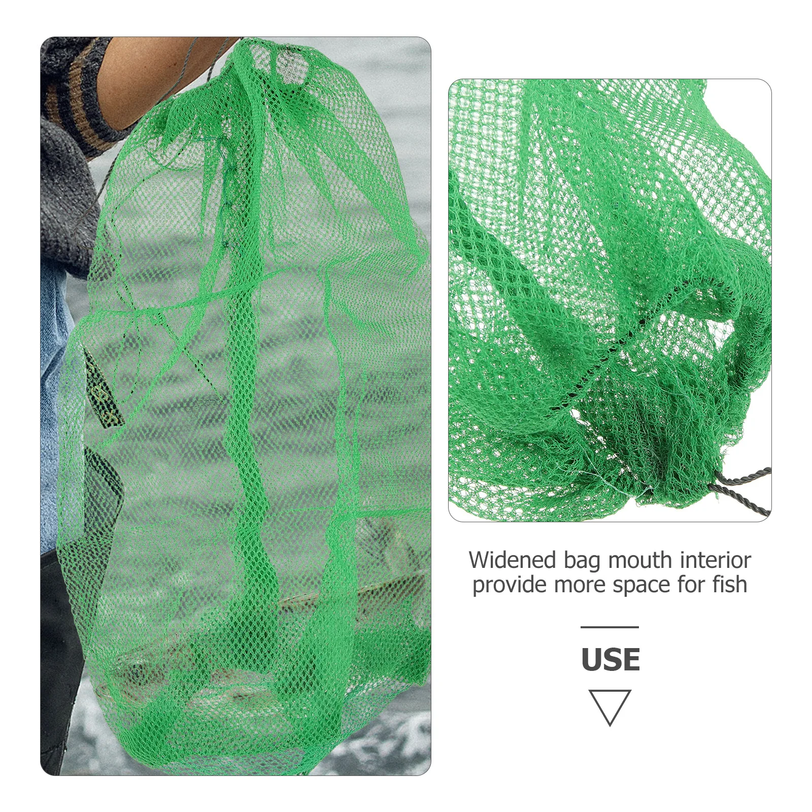 

2pcs Nylon Net Bags Portable Fish Storage Pouches Wear-Resistant Durable Replacement Fishing Nets Outdoor Saltwater Fishing