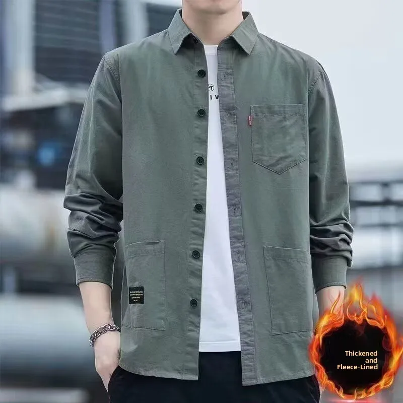 

Loose Casual Men's irt New Autumn Faion Small ence Design Top Men's Trendy All-Match Outerwear Stand Fit Long Sve