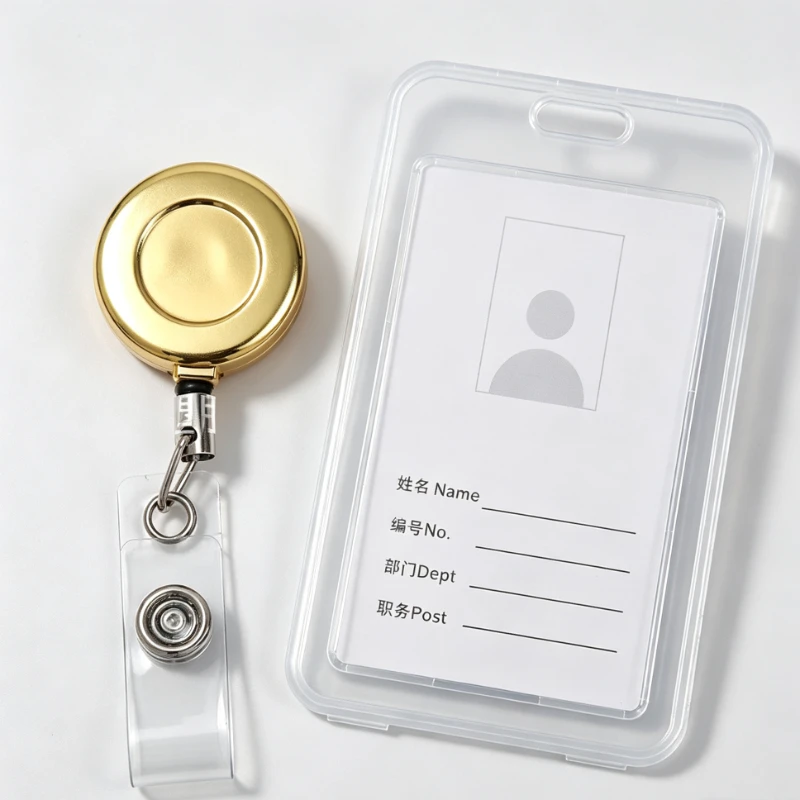 1Pcs Retractable Clip ID Badge Card Holder, Business Employee Work Certificate Hanging Card Case