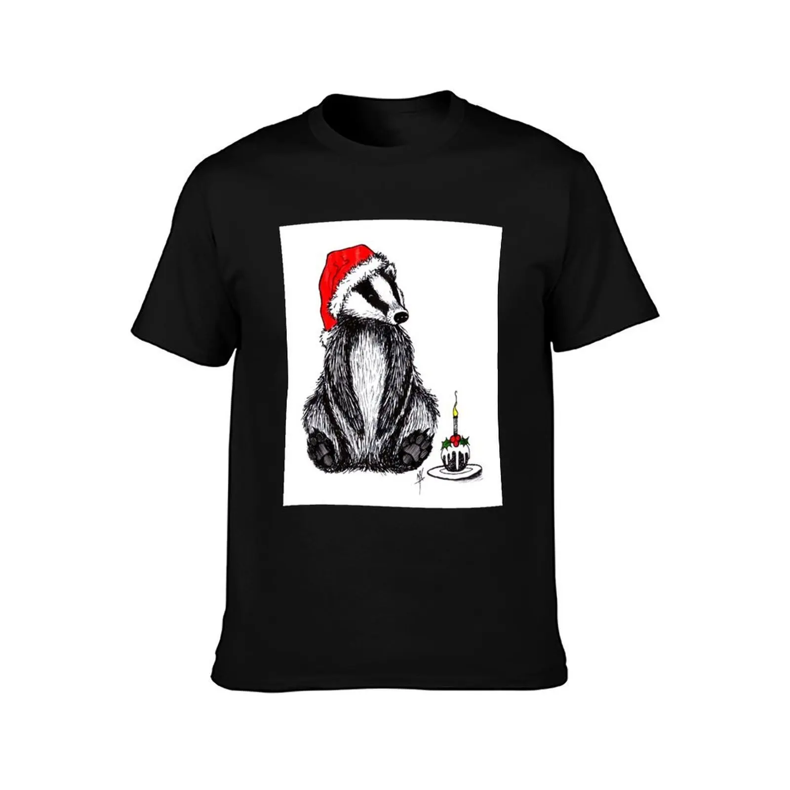 Christmas pudding badger T-Shirt High Quality Durable T-Shirt