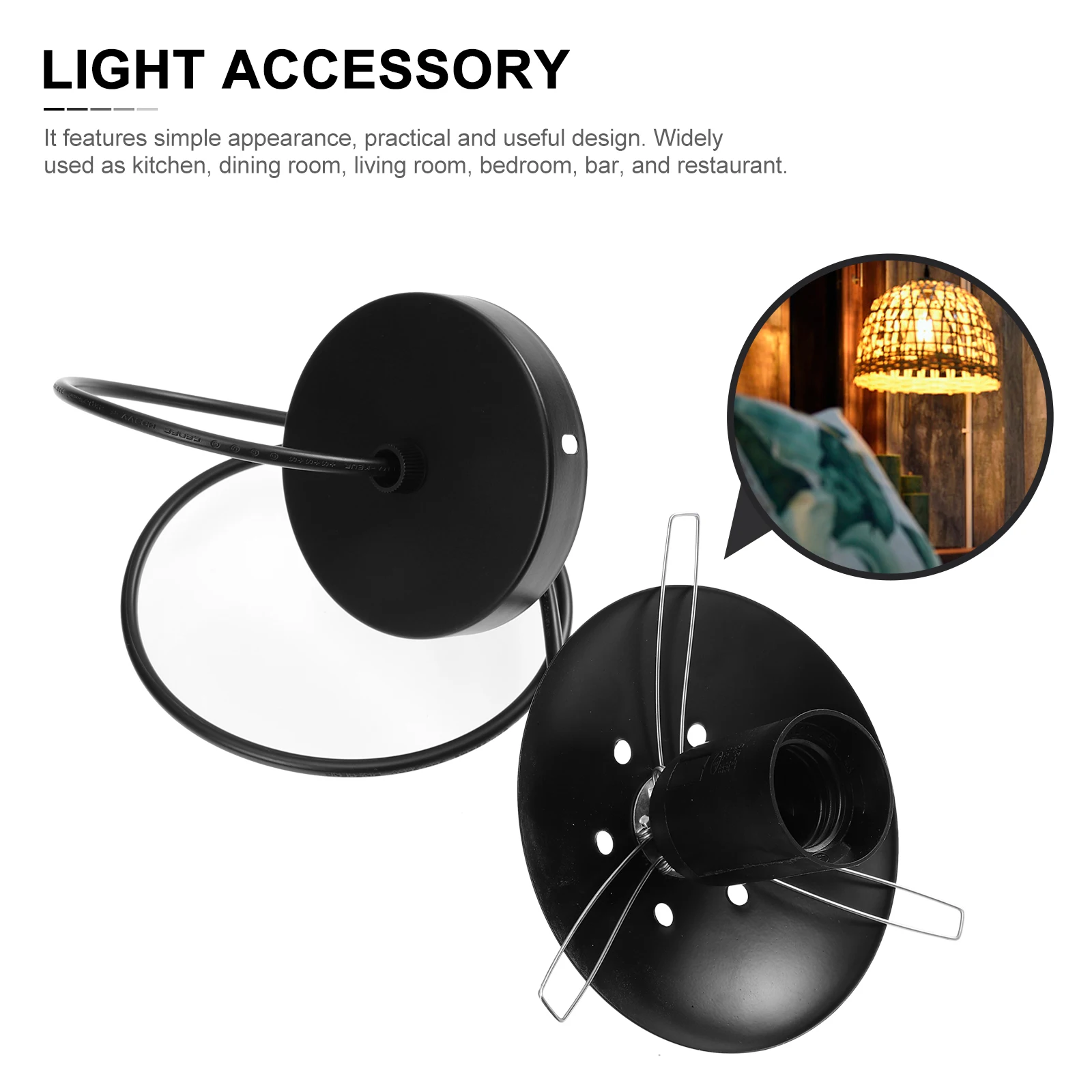 

Chandelier Lamp Holder Vent Hole Light Bulbs Lampshade E27 Pendant Hanging Rattan Art Screw Socket
