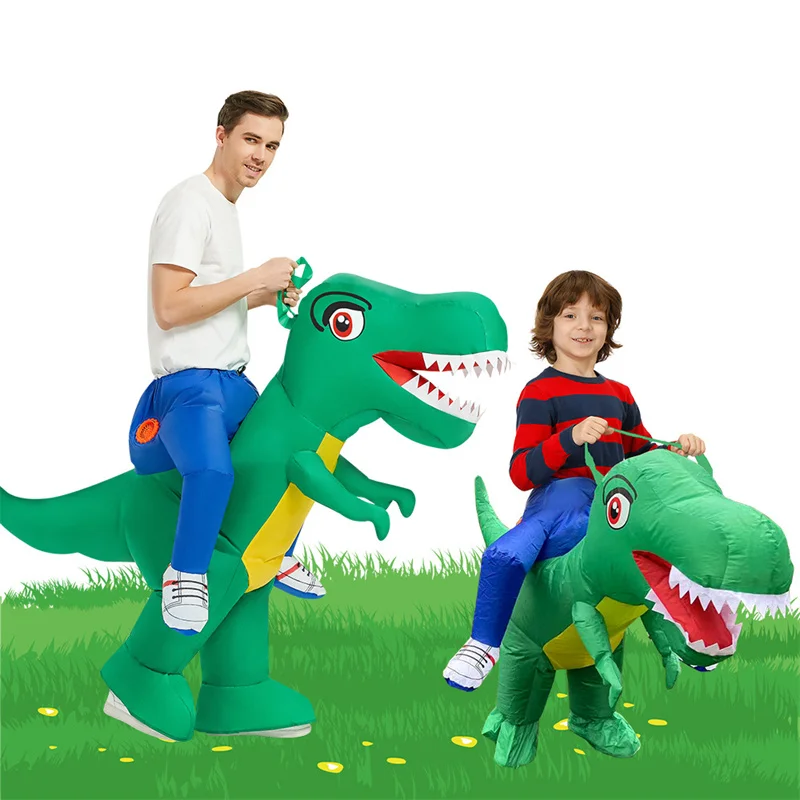 

Adult Kids Riding Dinosaur Inflatable Costume Cosplay Christmas Halloween Carnival Festival Mascot Party Apparel Gift Unisex Toy