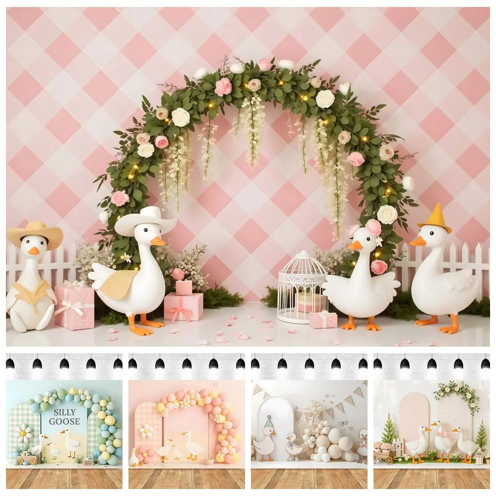Newborn Baby 1st Birthday Party Decor Backdrop Goose Baby Shower Baby Kids Portrait Photography Background Photo Studio Props