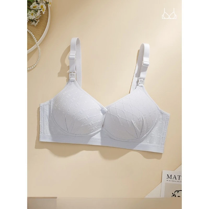 Ladies Gather Together Anti Sagging Fixed Cup Front Opening Bra All Season Seamless Lightweight Breathable No Steel Ring Bra