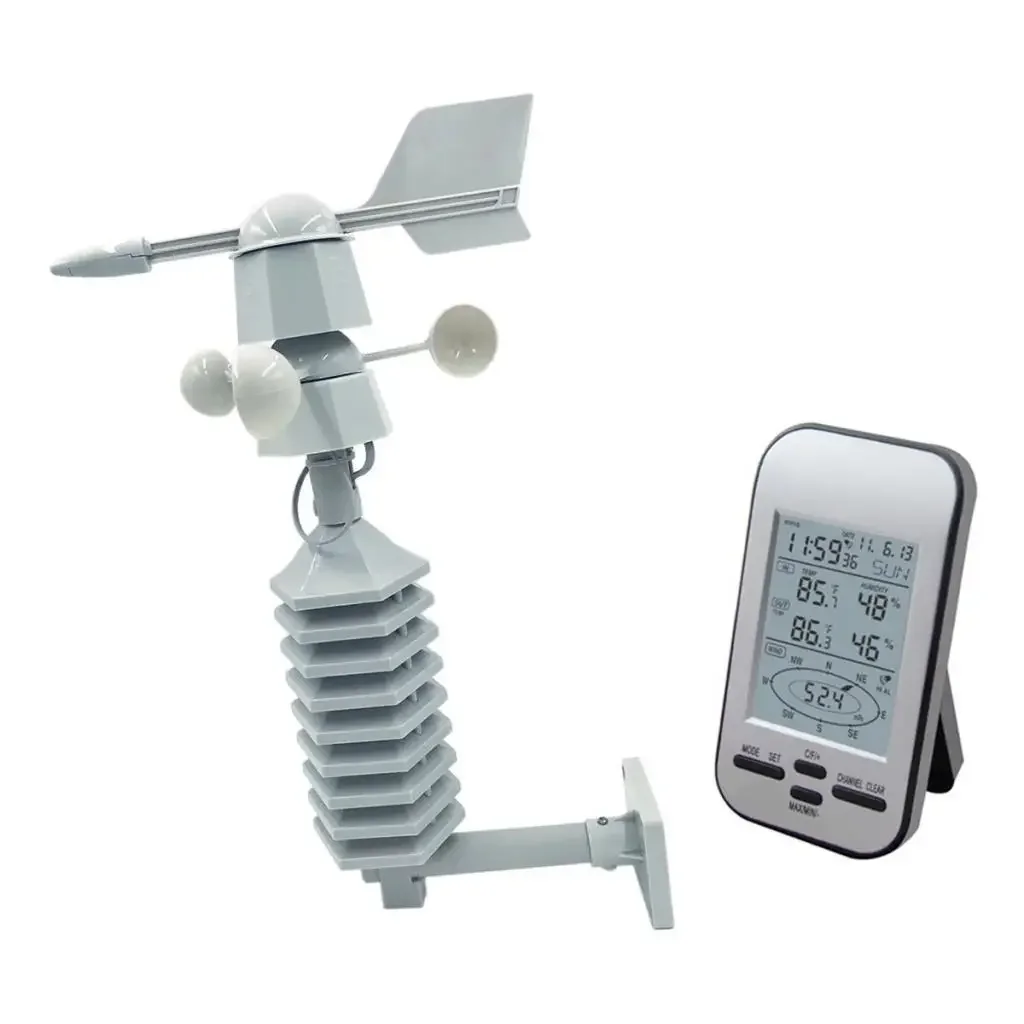 Imagem -04 - sem Fio Estação Meteorológica Relógio Dual Mount Sensor de Vento Lcd Fora Direção de Velocidade do Vento Home Chill Temperatura Umidade Relógio Ws0232