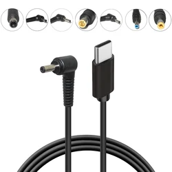 Conversor usb tipo c pd, cabo de carregamento universal para laptop, adaptador de alimentação dc para dell, asus, lenovo, notebook, cabo de alimentação