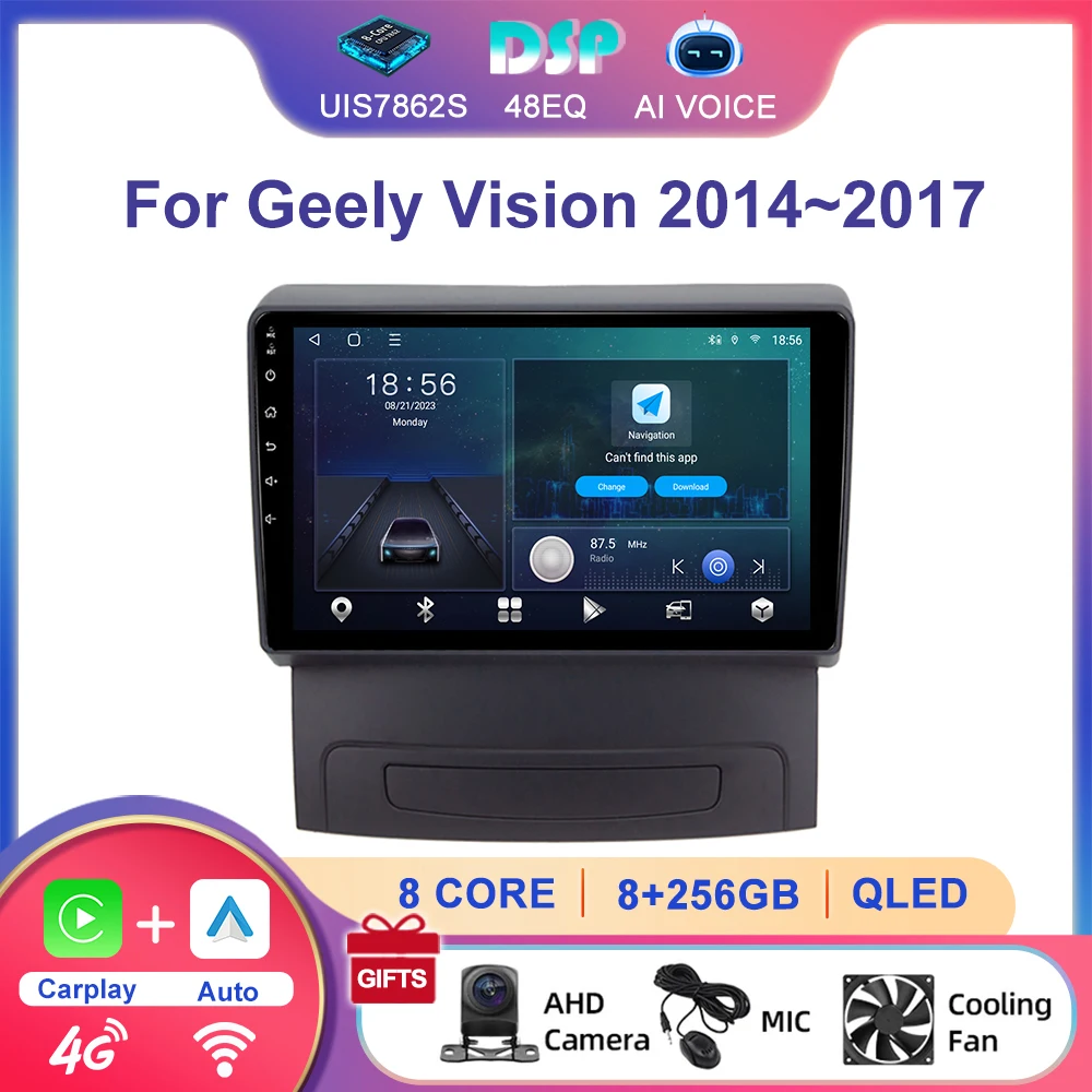 

9 inch Android 13 Car Radio For Geely Vision 2014~2017 Car Stereo Autoradio Carplay Android Auto GPS Wifi 4G RDS Multimedia