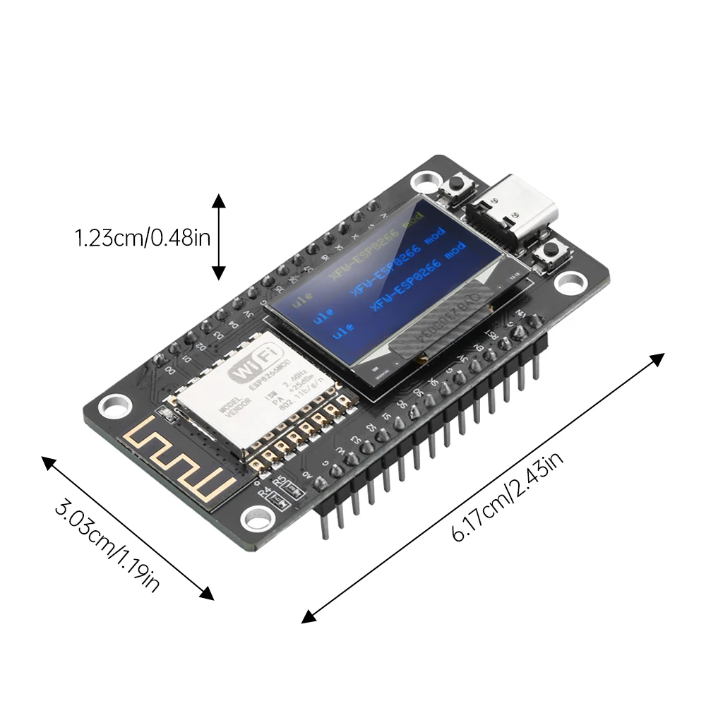 Esp-12F Nodecu Esp8266 WiFi development board module Ch340C, with 0.96 Oled screen, yellow blue display screen, DC3.3V-5V