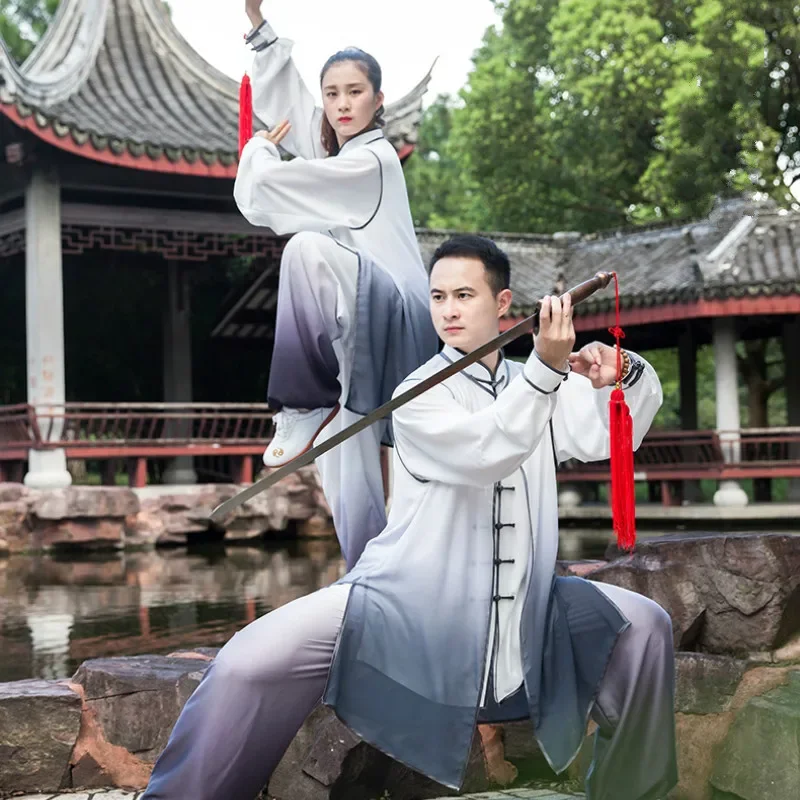 

New Martial Arts Uniform Chinese Traditional Folk Tai Chi Uniform Unisex Wing Chun Suit Kung Fu Wushu Training Exercise Outfit