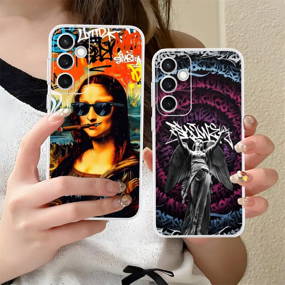 Graffiti Art Phone Case for Samsung Galaxy S25 S24 S23 S22 S21Plus FE Ultra Soft TPU Clear Shockproof Cover