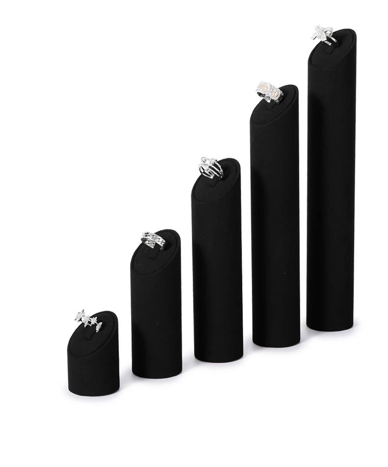 Oirlv Schwarzes Mikrofaser-Schmuckdisplay-Set mit Metall-Schmuckvitrine für Halsketten, Ohrringe und Armreifen – Detail 15
