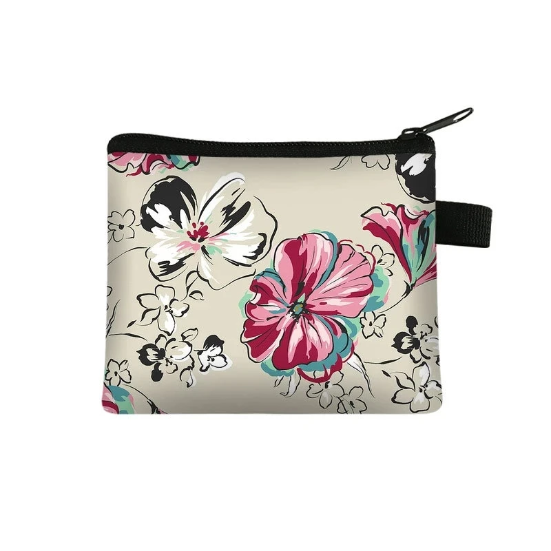 Floral Coin Purse Ladies Portable Card Bags Coin Key Storage Bags Coin Coin Money Bag Card Bags Small Square Bag Portfel Wallet
