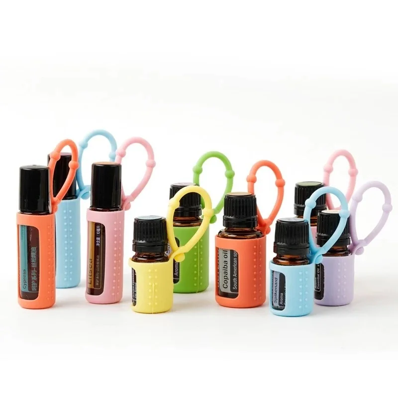10Pcs Silicone Essential Oil Protective Cases for 5ml 10ml 15ml Essential Oil Case for DoTERRA Carrying Roller Bottle Organizer