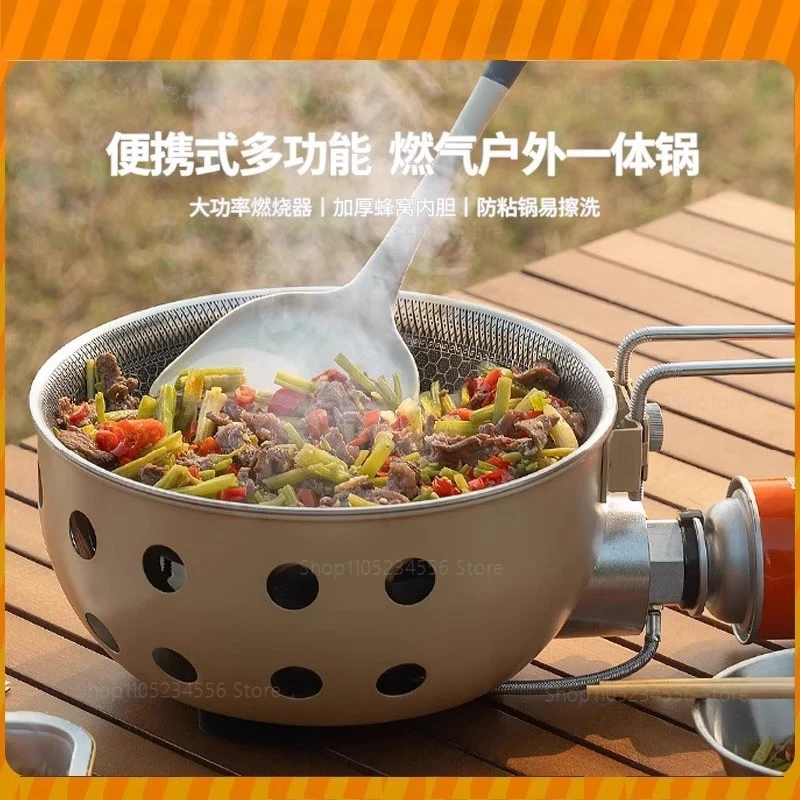 وعاء متكامل للتخييم، موقد كاسيت جديد، موقد محمول، أدوات طهي للتخييم #2