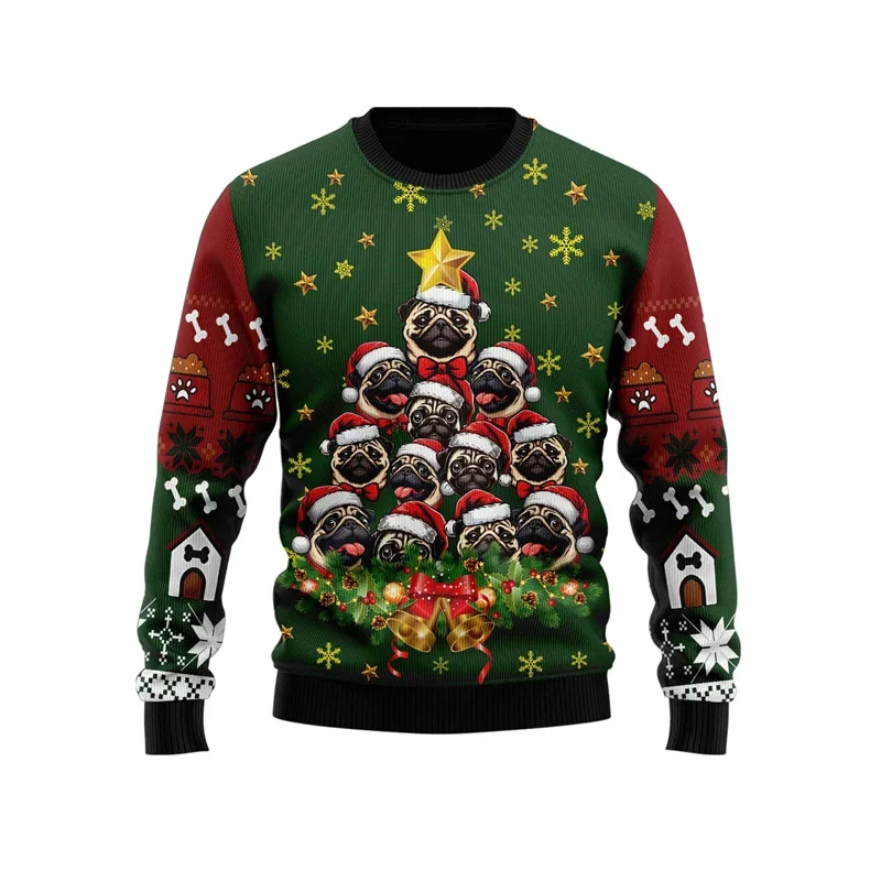 2024 moda perro árbol de Navidad sudadera gráfica doberman Rottweiler chándal galés Corgi Husky Unisex