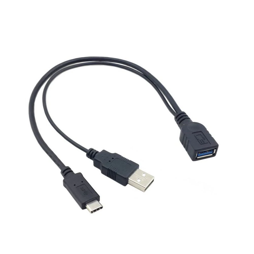 Kabel adaptor OTG USB 3.1 tipe-c, kabel data catu daya USB male ke USB 3.0 female, kabel adaptor OTG terhubung ke USB drive dengan kabel data catu daya