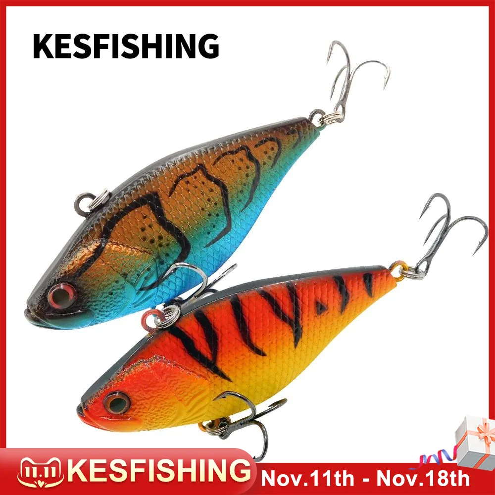 

KESFISHING NEW Plastic Lure VIB 64mm 12g Isca Artificial Sinking Vibration Making Noise Hard Bait For all Fish