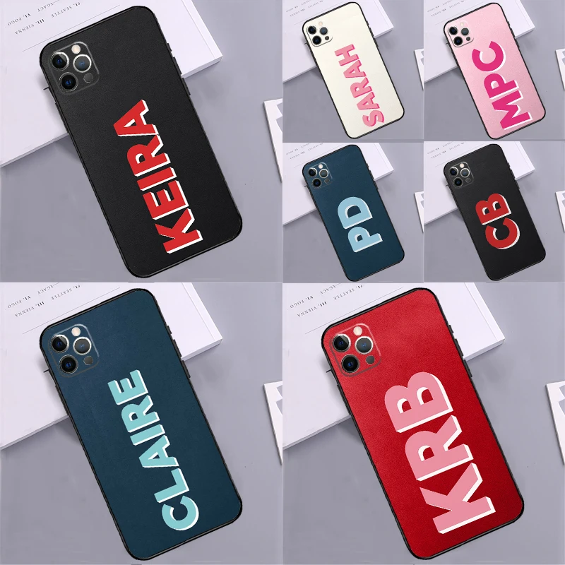 Custom Names Monogram Dropshadow Case For iPhone 15 14 13 12 11 16 Pro Max XS Max X XR 14 15 Plus 7 8 Back Cover