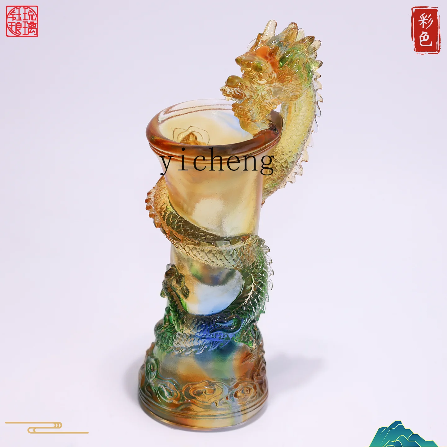 

LX intangible cultural heritage dragon column water drop bottle Xianglong entrance living room gift
