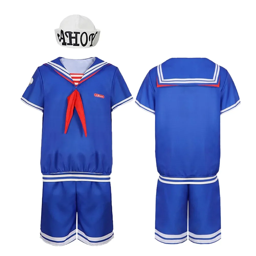 Cadılar bayramı Cos Dondurma Dükkanı Yardımcısı Garip Film Cosplay Kostüm 80 s Yaş Retro Donanma Üniforma Komik Parti Kıyafet Giyim