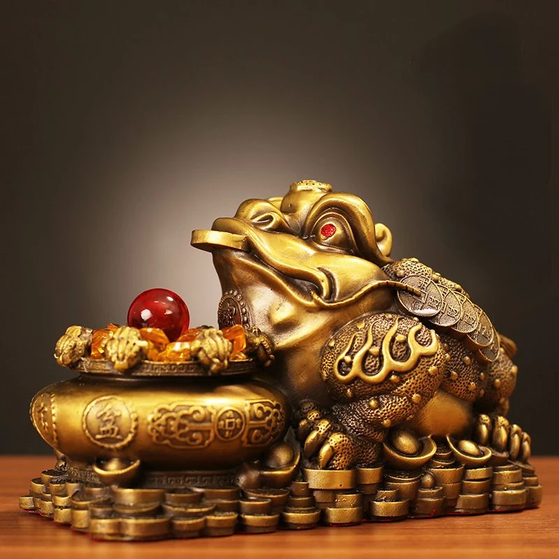 Pure Copper Treasure Pot Golden Toad Ornaments Zhaocai Three Legged Toad Store Living Room Office Decor Opening Gift
