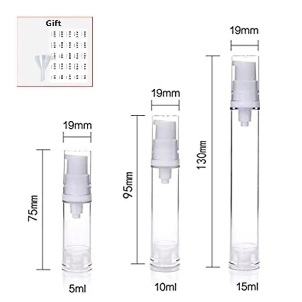 Botella recargable de viaje duradera de 5-15ML, botella pulverizadora de loción transparente vacía con caja de almacenamiento, contenedor de cosméticos con bomba de prensa, 3/4 Uds.