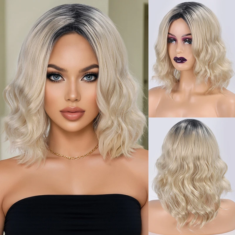 

Парик на всю голову с золотыми вьющимися волосами посередине, куриные рулеты в корейском стиле, парик из синтетического волокна с короткими волосами