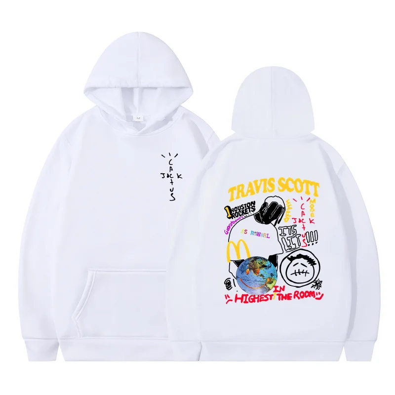 سترة بقلنسوة ماركة ترافيس سكوت كاكتوس جاك للرجال تتميز بأسلوب أمريكي وعالي الشارع