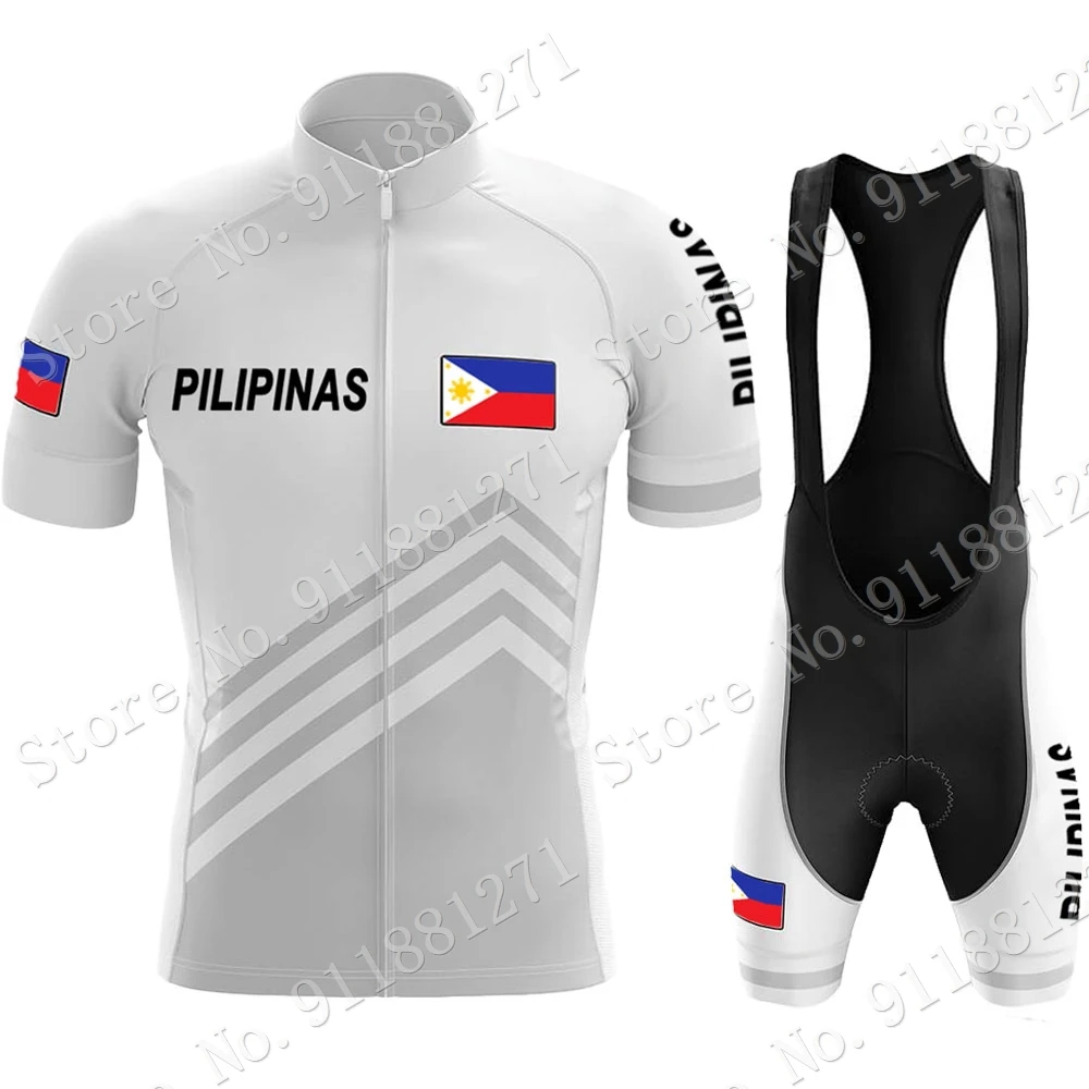 Philippines Cycling Jersey 2023 National Team Set Mens Short Sleeve Clothing Road Bike Shirts Bicycle Bib Shorts MTB Suit  Wear