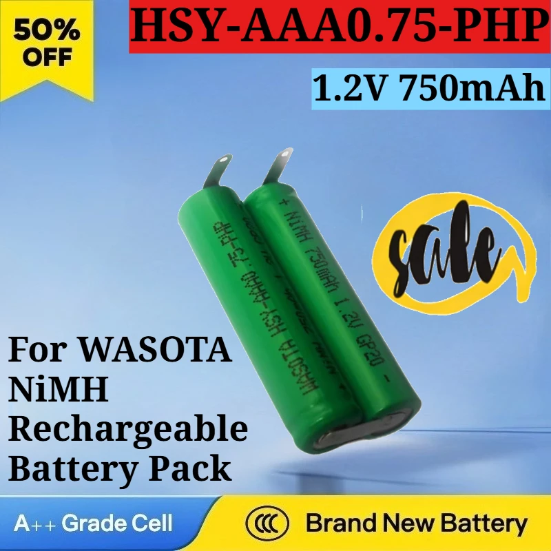 

New Replacement Battery 2-section Series-connected 7-size for WASOTA HSY-AAA0.75-PHP NiMH 1.2V 750mAh Rechargeable Battery Pack