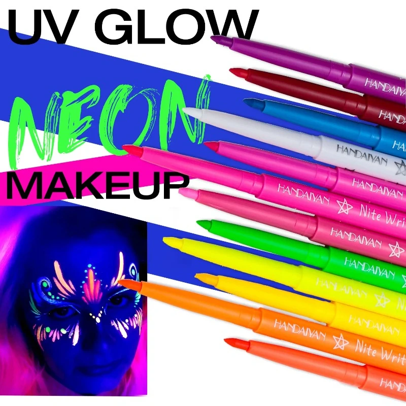 Lápiz Delineador de Ojos de Gel de maquillaje para mujer, delineador de ojos fluorescente resistente al agua UV colorido, fiesta de Halloween, Navidad, escenario, pintura de Color facial