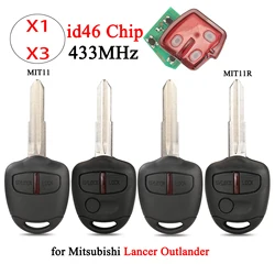 jingyuqin X1 X3 434MHZ ID46 Chip Remote Control Car Key Fob For Mitsubishi Lancer Outlander Shogun Pajero MIT11 MIT11R Blade
