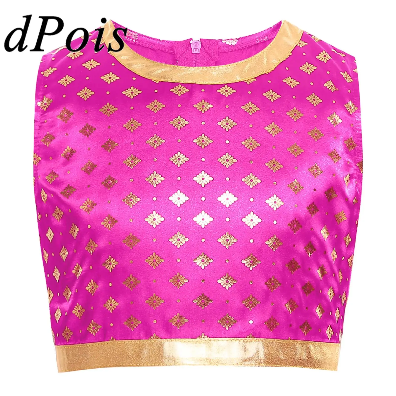 

Жилет для девочек, индийский Lehenga Choli, атласные жилеты без рукавов с металлической блестящей отделкой, майка, индийский танцевальный этнический топ, праздничный костюм