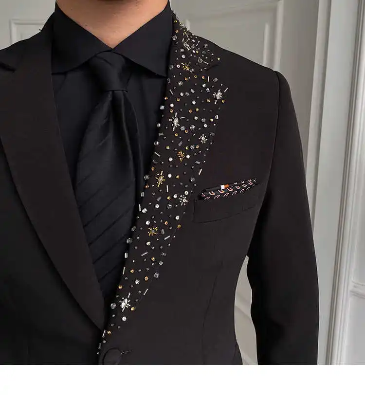 مطرز التلبيب السترة سهرة الدعاوى للرجال 2 قطعة مخصصة مناسبة خاصة الدعاوى الزفاف الرسمي حفلة موسيقية مساء الدعاوى