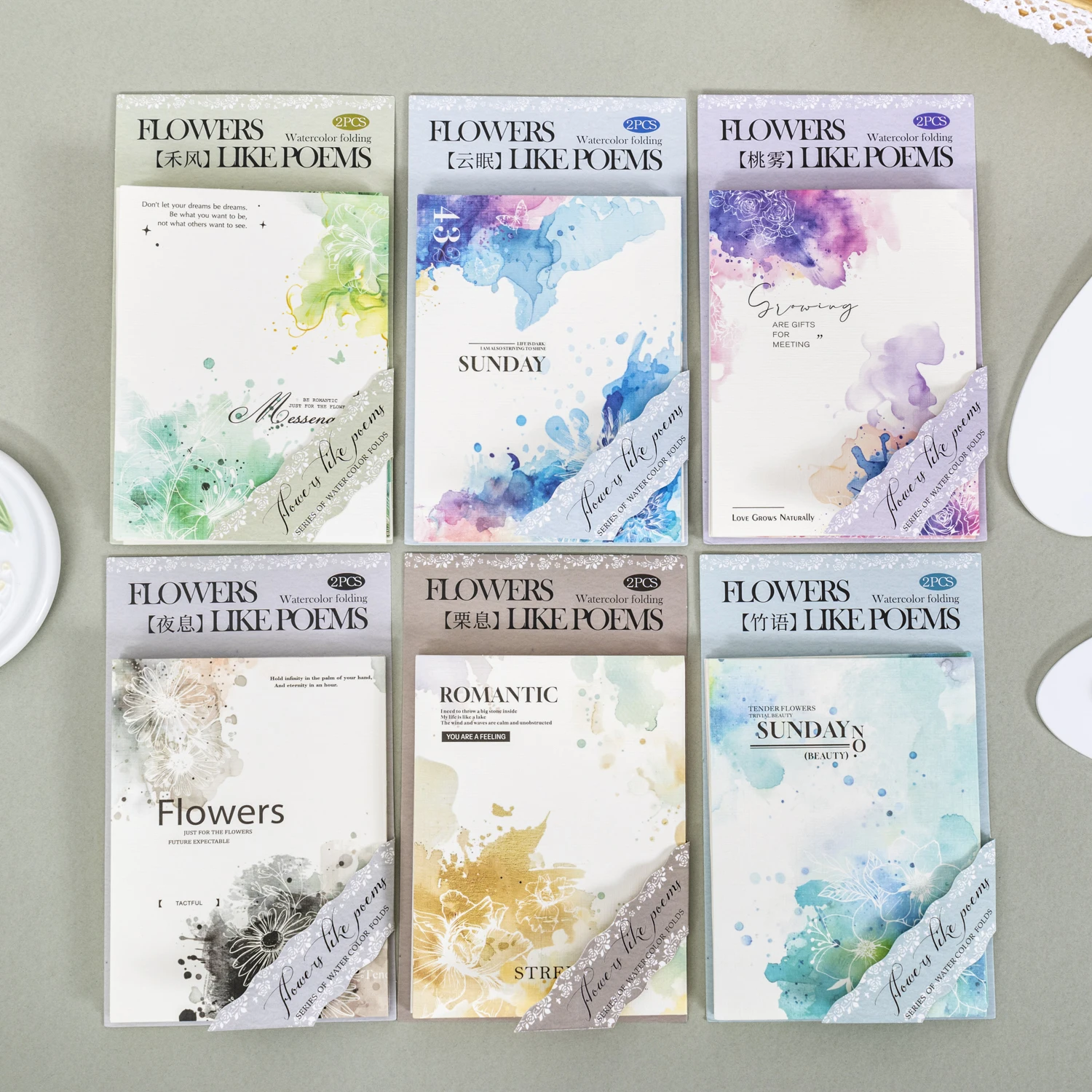 Carta materiale acquerello Kawaii 2 pezzi Nota Foglie sfuse Carta decorativa Messaggio Memo note per cose da fare Forniture di cancelleria per ufficio