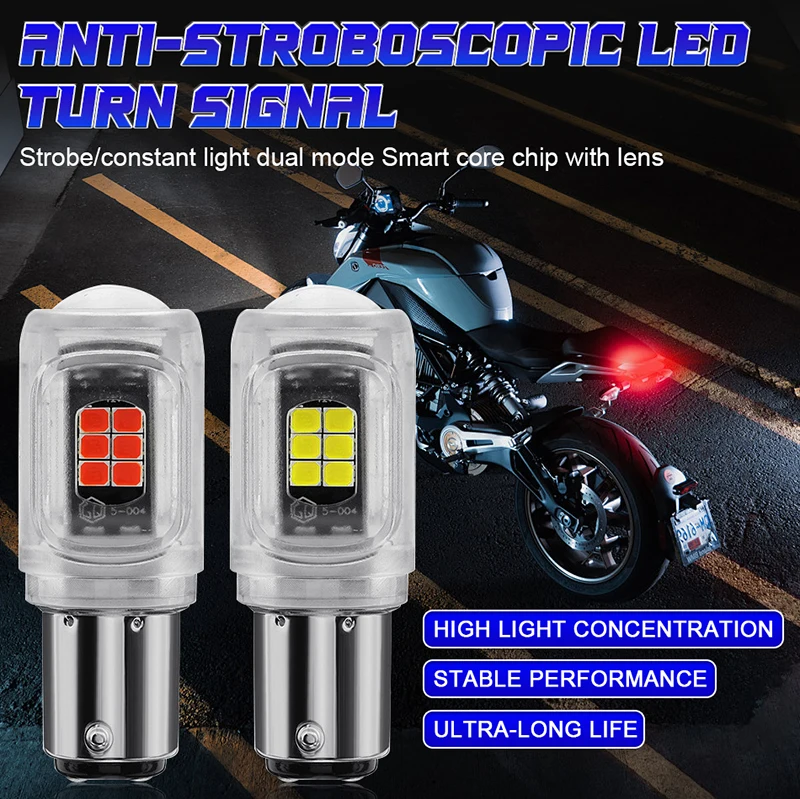 2Pcs 1157 BAY15D P21/5W LED Bulbs Constant/Strobe Flashing Turn Signal Lamp Canbus For Car/Motorcycle Reverse Brake Lamp 12V DRL