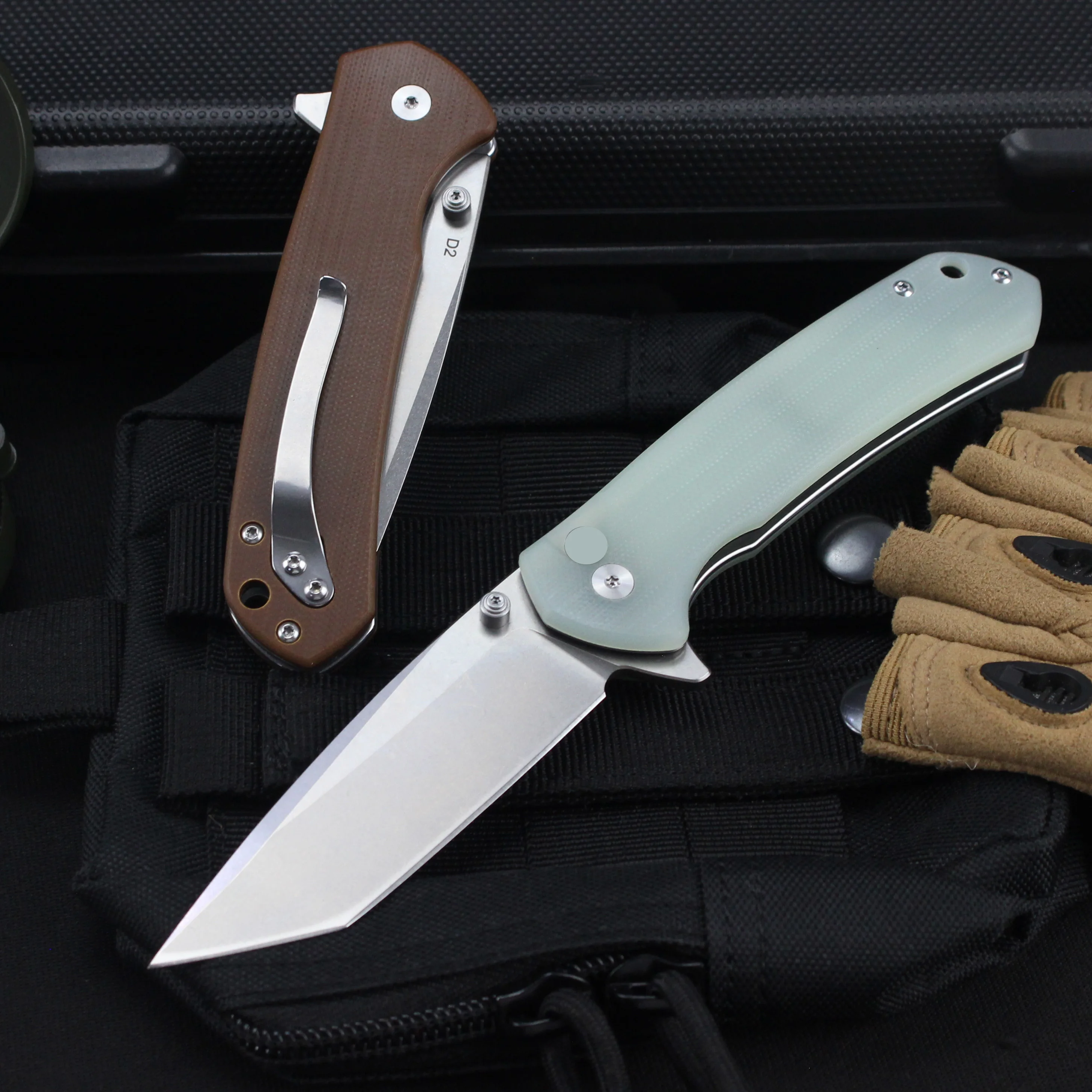 Outdoor Folding Knife D2 Steel Blade G10 Handle Camping Hunting EDC Pocket Knives For Men Multi functional Tool