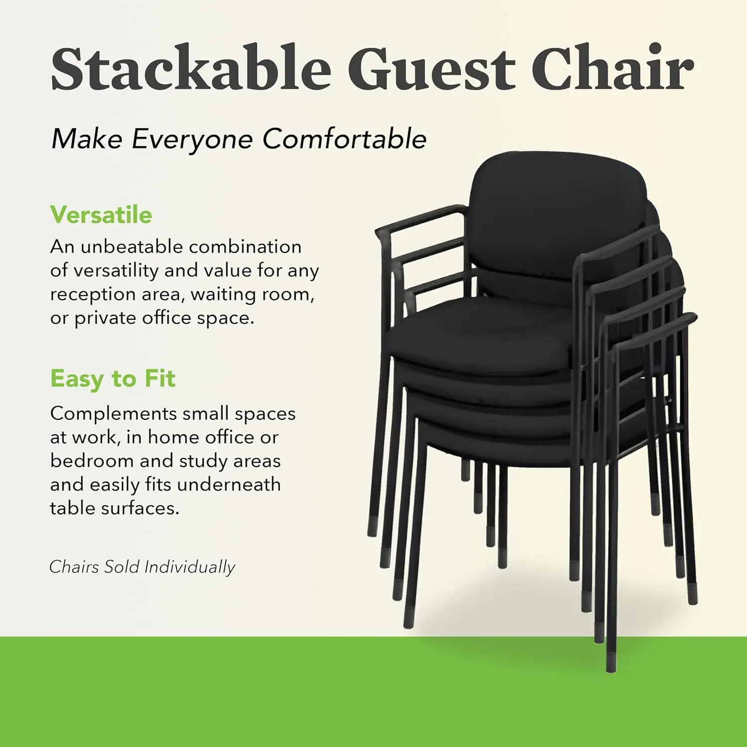 Scatter Stackable Waiting Room Arms-Side Office Guest Reception Wheels Lobby Chairs for Conference, Breakroom