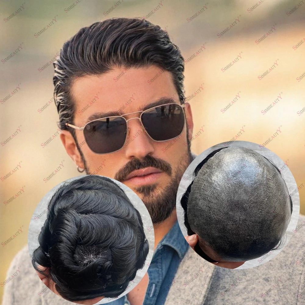 

Scallop Natural Hairine Black Brown Men's Human Hair Capillary Prosthesis Toupee Dark Blonde Full Hair Toupee Cheap&Durable