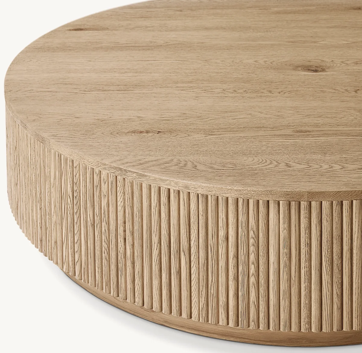 Modern Contemporary Design Living Room Furniture Oak Handcrafted MULHOLLAND PLINTH ROUND COFFEE TABLE