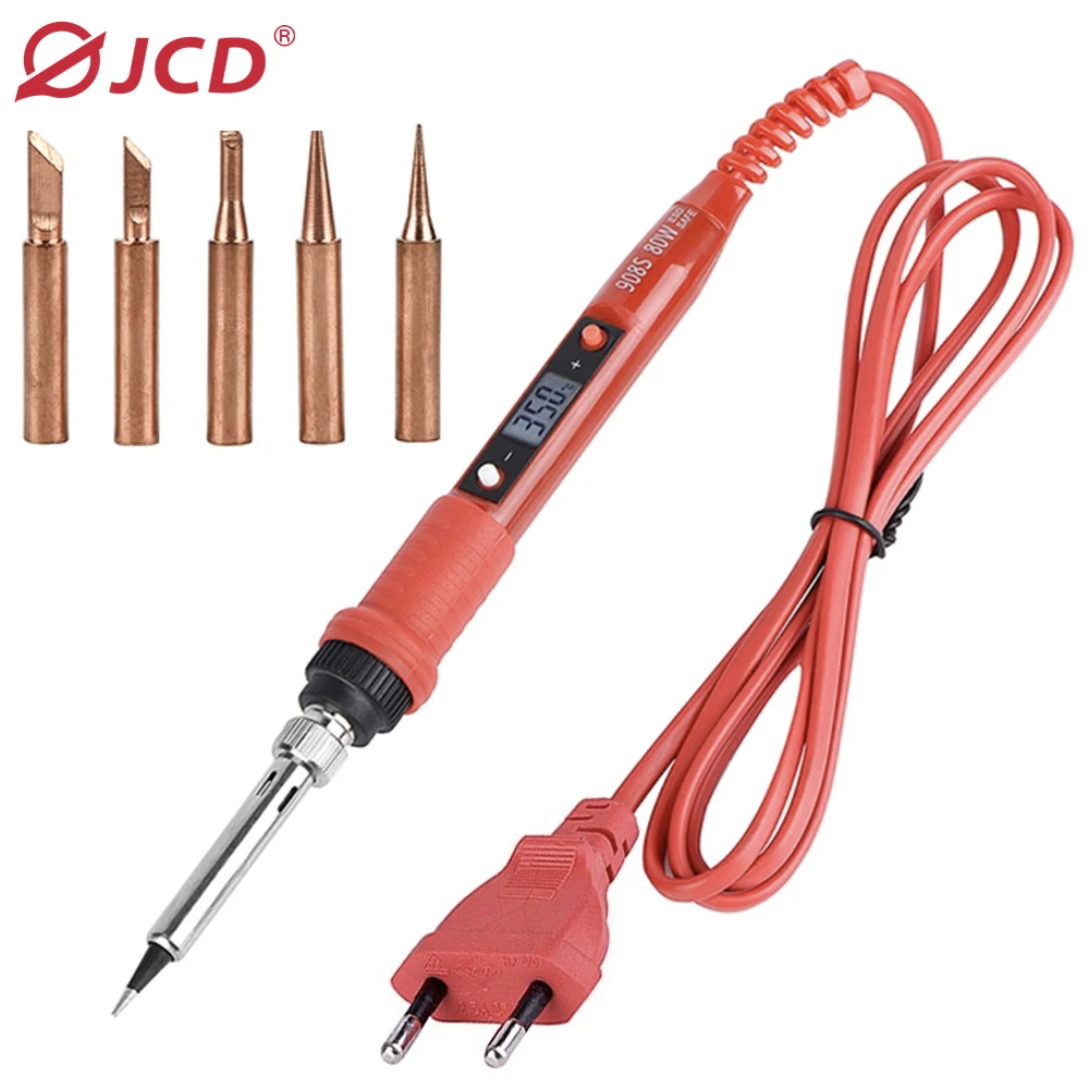 

JCD 220V 110V Electric Soldering iron LCD 80W Adjustable Temperature Solder iron With quality soldering Iron Tips and kits 908S