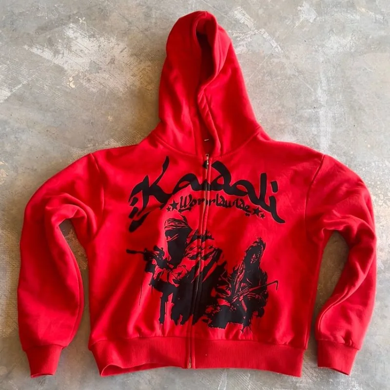 

Casual Wars Pattern Print Zipper Hoodie Men Y2K Autumn Winter Long Sleeves Vintage Oversize Sweatshirt Streetwear Women Tops New