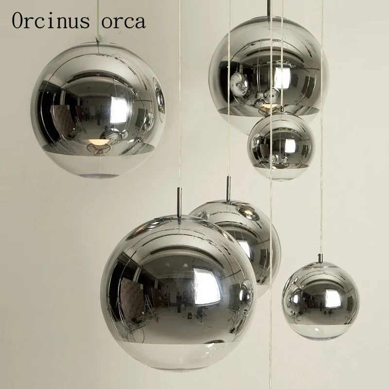 Modern led plating ball chandeliers restaurants  study bedroom creative personality glass ball Chandelier free shipping