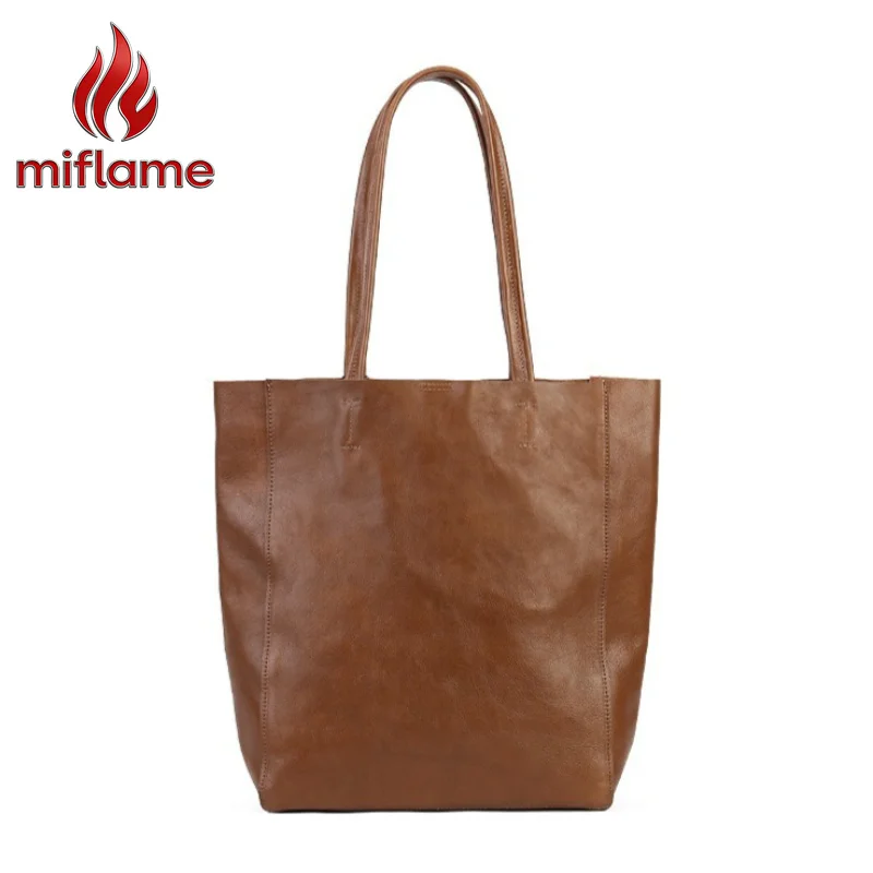 

Women's Luxury Top Grain Genuine Leather Shoulder Tote Bag Vintage Minimal Structured Large Capacity Office Daily