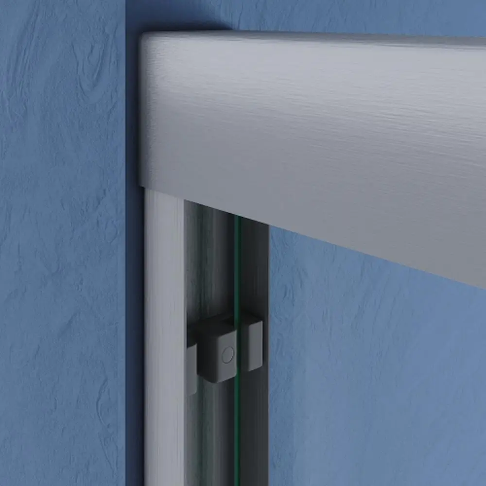 56-60 بوصة. باب حوض استحمام زجاجي منزلق من النيكل المصقول شبه بدون إطار مع مقابض من الزجاج المقسى والفولاذ المقاوم للصدأ